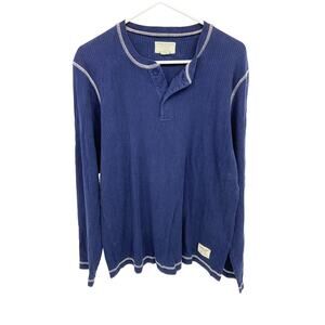 American Eagle Outfitters Vintage Thermal Knit Cotton Sweater Navy Blue Size L